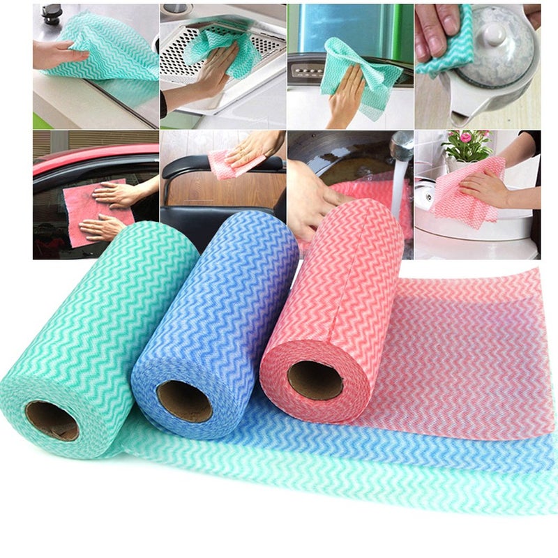 VANTIYAUS Disposable Cleaning Towel (2 Rolls /100pcs) Paper Towels Multipurpose Fabric OTP Nonwovens Non-Woven Kitchen Disposable Nonstick Wiping Rag House Cleaning Cloth Washcloth Towel - Image 3